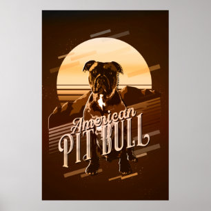 Poster Retro Graphics American Pit Bull Dourado ID754