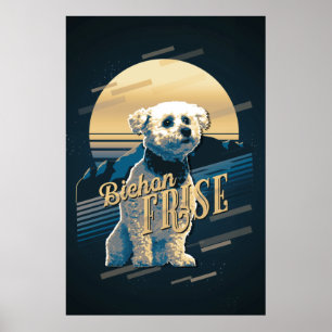 Poster Retro Graphics Bichon Frise Blue ID754