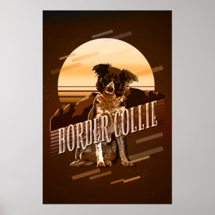 Poster Retro Graphics Border Collie Dourado ID754