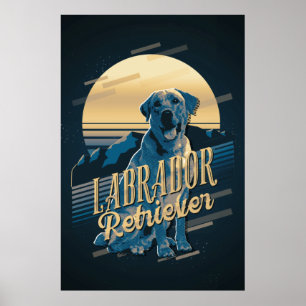 Poster Retro Graphics Labrador Retriever Blue ID754
