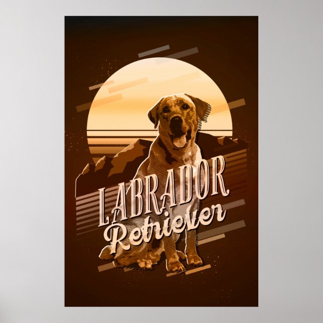 Poster Retro Graphics Labrador Retriever Dourado ID754 (Frente)