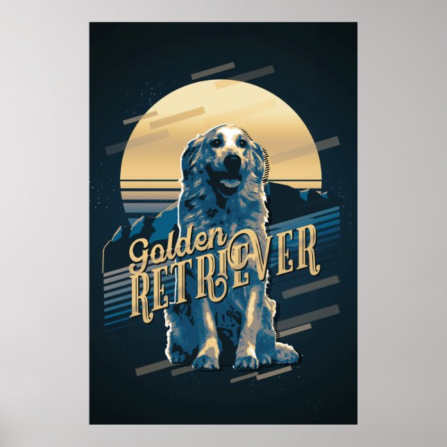Poster Retro Graphics Ouro Retriever Blue ID754 (Frente)