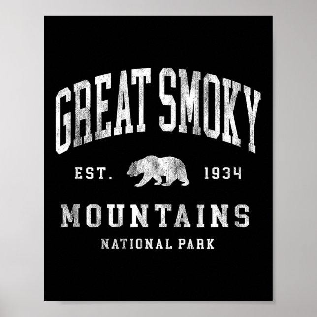 Poster Retro Great Smoky Mountains National Park Mens Wom (Frente)