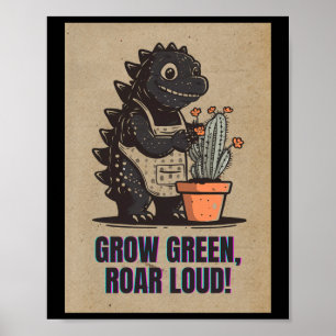 Poster Retro Greenzilla – Adesivo de jardinagem Godzilla