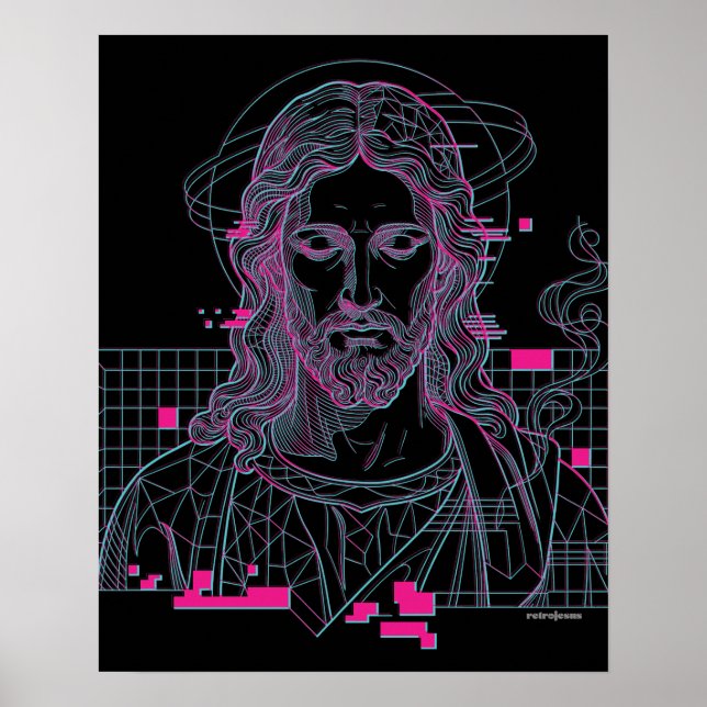 Poster Retro Grid Jesus Rei dos Reis Apocalipse 19:16 (Frente)
