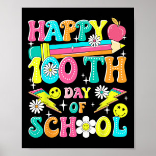 Poster Retro Groovy 100º Dia De Professores Da Escola