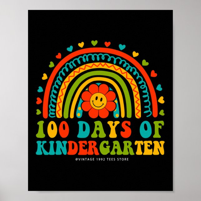 Poster Retro Groovy 100 Dias De Professores Do Jardim De  (Frente)