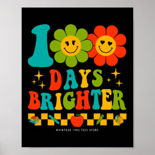 Poster Retro Groovy 100 Dias De Professores Escolares 100