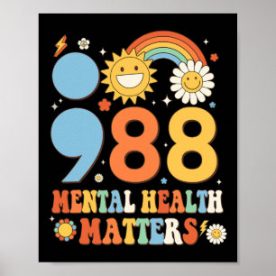 Poster Retro Groovy 988 Mental Health Importa Suicídio An