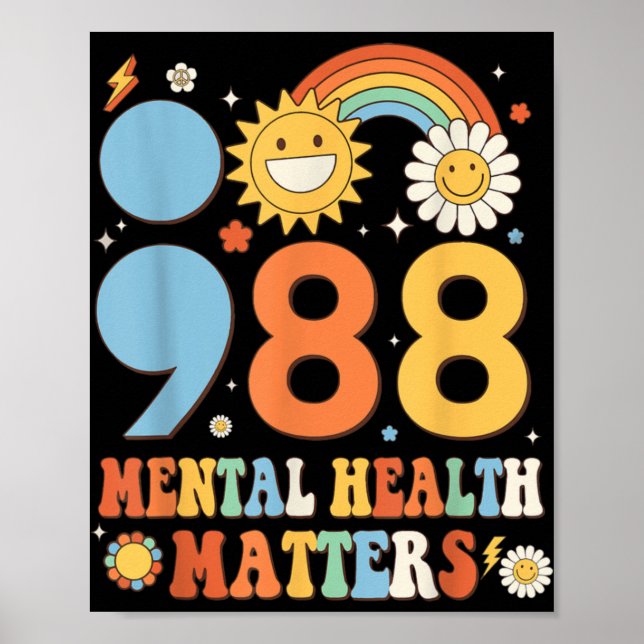Poster Retro Groovy 988 Mental Health S Suicide Preventio (Frente)