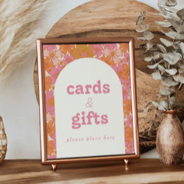 Poster Retro Groovy Boho Baby in Bloom Cards + Sinal de p