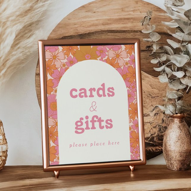 Poster Retro Groovy Boho Baby in Bloom Cards + Sinal de p (Criador carregado)