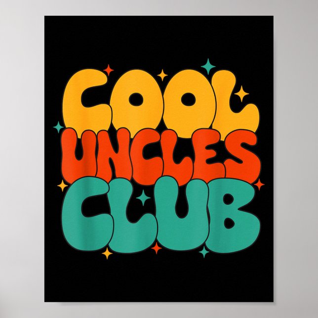 Poster Retro Groovy Cool Uncles Club Funny New Uncle  (Frente)