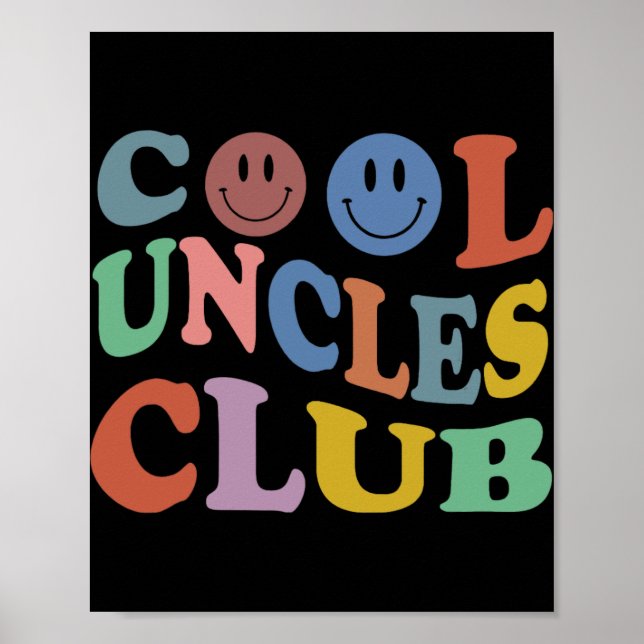 Poster Retro Groovy Cool Uncles Club Smile Face Funny New (Frente)