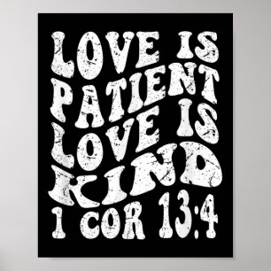 Poster Retro Groovy Faith 1 Corinthians 13 4 Love Is Pati