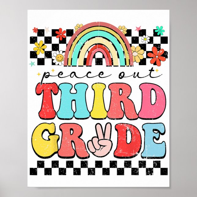 Poster Retro Groovy Feliz Dia Passado Da Escola (Frente)