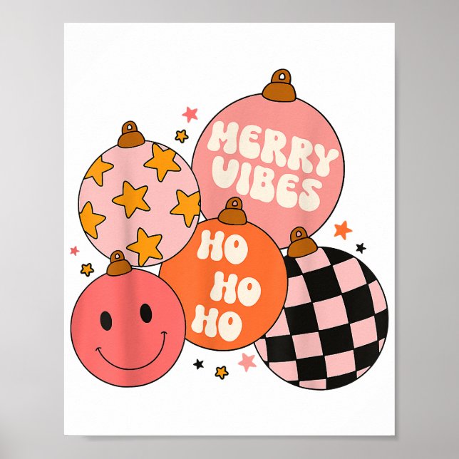 Poster Retro Groovy Feliz Viba Papais noeis de Natal (Frente)