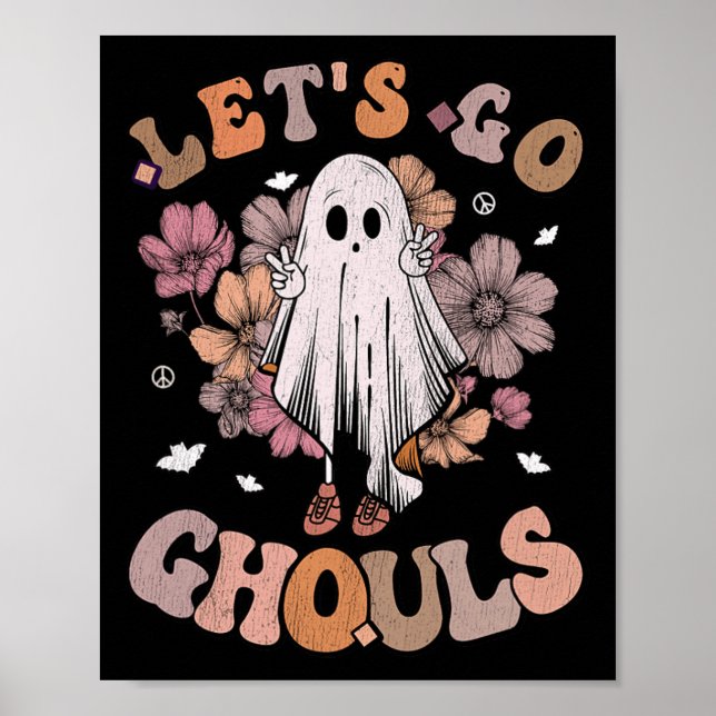 Poster Retro Groovy Go Ghouls Ghost 70s Hippie Hall (Frente)