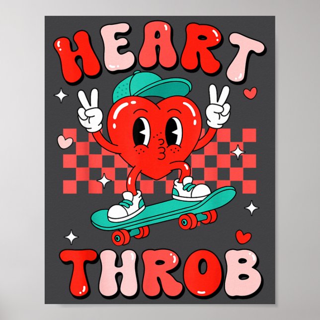 Poster Retro Groovy Heart Throb Valentines Day Toddlers B (Frente)