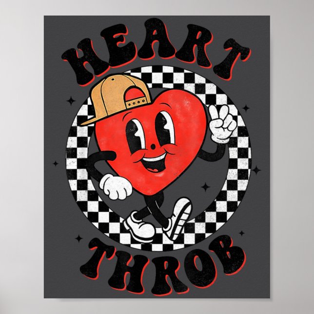 Poster Retro Groovy Heart Throb Valentines Day Toddlers B (Frente)