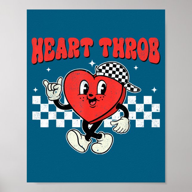 Poster Retro Groovy Heart Throb Valentines Day Toddlers B (Frente)
