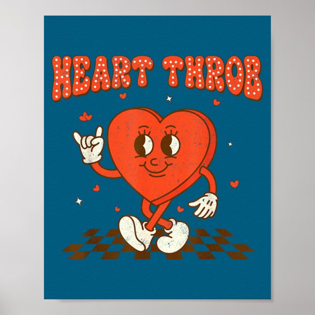 Poster Retro Groovy Heart Throb Valentines Day Toddlers B (Frente)