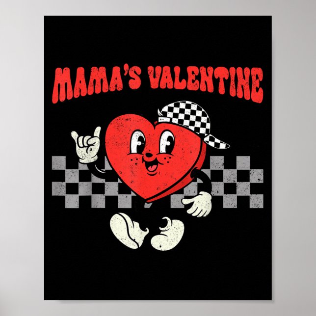 Poster Retro Groovy Heart Throb Valentines Day Toddlers B (Frente)