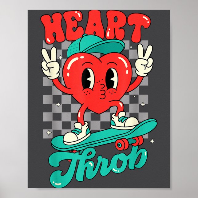 Poster Retro Groovy Heart Throb Valentines Day Toddlers B (Frente)