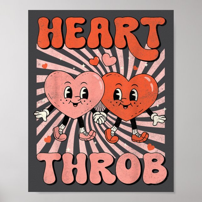 Poster Retro Groovy Heart Throb Valentines Day Toddlers B (Frente)