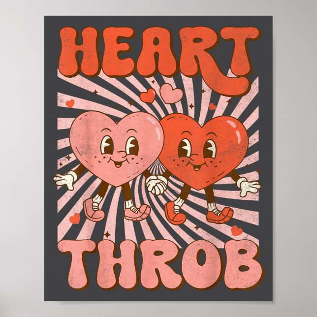 Poster Retro Groovy Heart Throb Valentines Day Toddlers B (Frente)