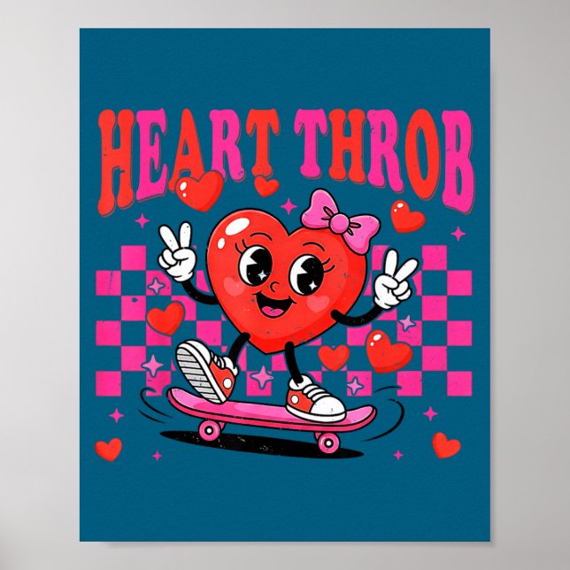 Poster Retro Groovy Heart Throb Valentines Day Toddlers G (Frente)