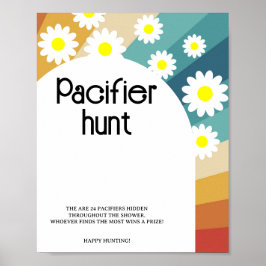 Poster Retro Groovy - Jogo de chá de fraldas de caça com