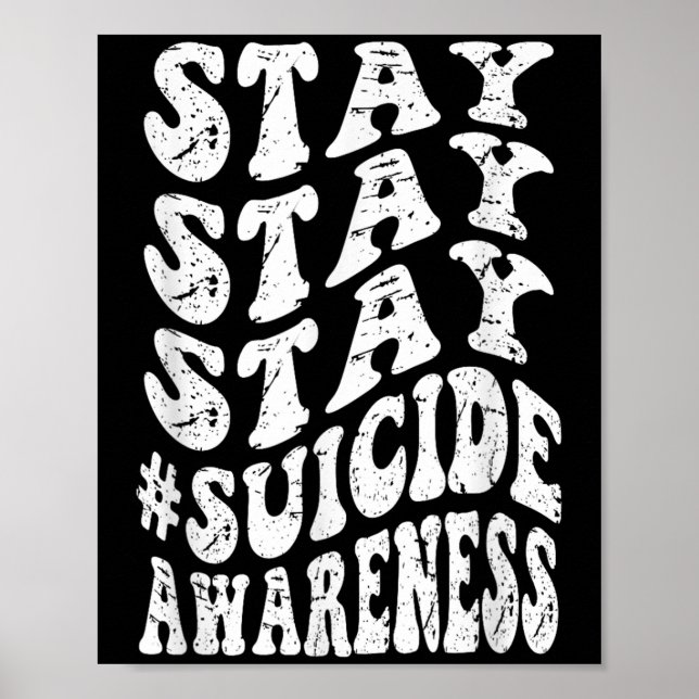 Poster Retro Groovy Stay Stay Stay Suicide Awareness Suic (Frente)