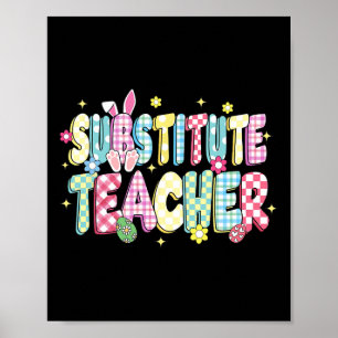 Poster Retro Groovy Substituto Professora Páscoa De Ouvid