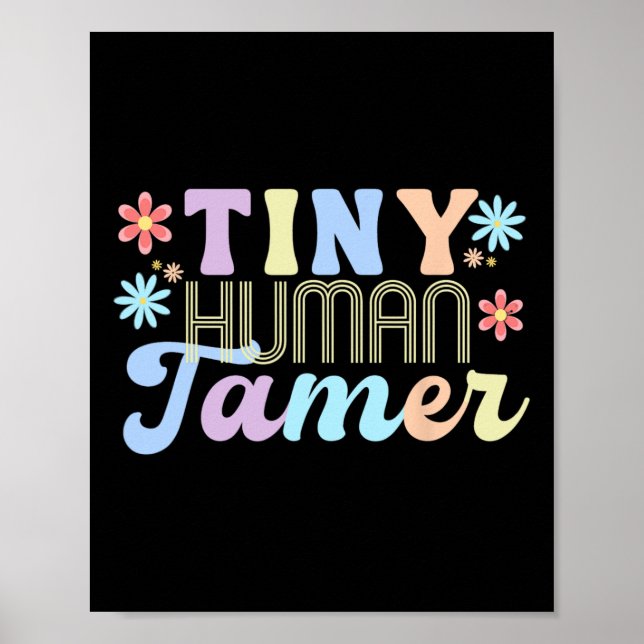 Poster Retro Groovy Tiny Human Tamer School Apparel For T (Frente)