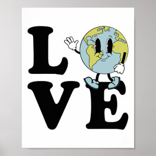 Poster Retro Groovy World Love Earth Day Environmental