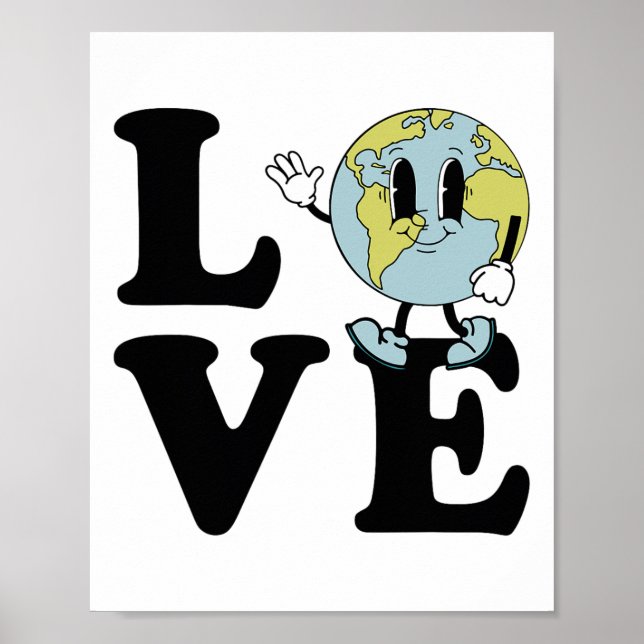 Poster Retro Groovy World Love Earth Day Environmental (Frente)