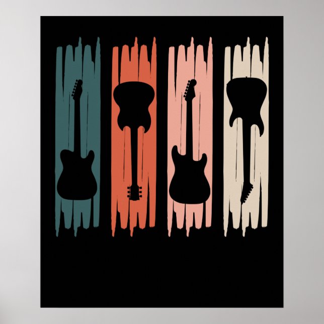 Poster Retro Guitarrista Musical Guitarist Graph (Frente)