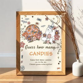 Poster Retro Halloween Adivinha Quantas Candies Game Post