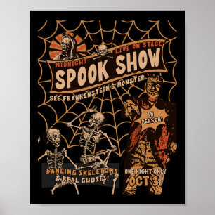 Poster Retro Halloween Skeleton Horror Monster Midnight S