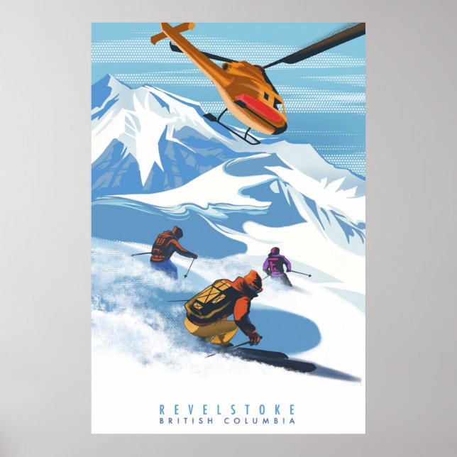 POSTER RETRO HELISKI REVELSTOKE SKI (Frente)