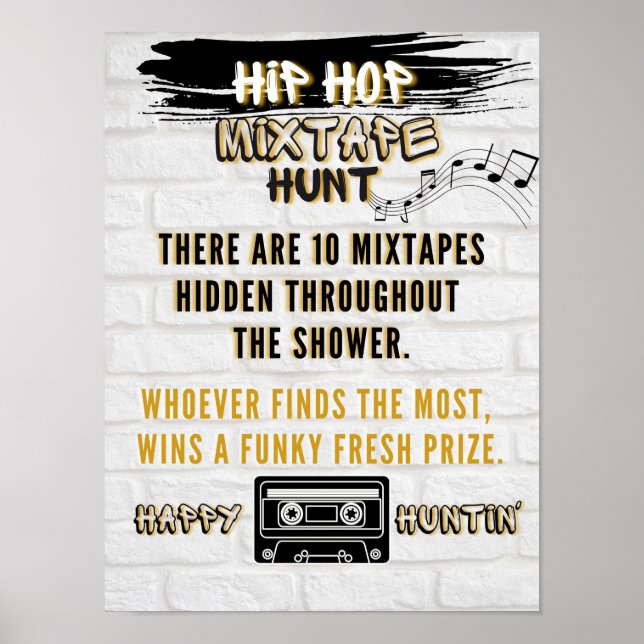Poster Retro Hip Hop Mixtape Hunt Urban Party Game  (Frente)