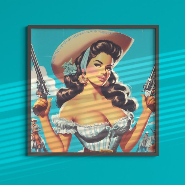 Poster Retro Hispanic Cowgirl (Criador carregado)