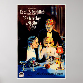 Poster Retro Hollywood Film SATURDAY NIGHT Vintage Advert