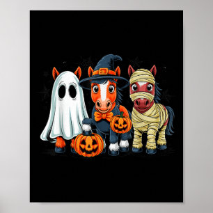 Poster Retro Horse Witch Y Halloween Pumpkin Men Ki