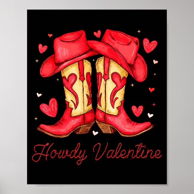 Poster Retro Howdy Valentine Western Valentines Day Cowbo (Frente)