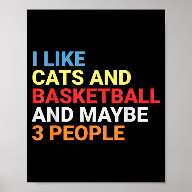 Poster Retro I Like Cats And Basketball Lover Funny Cat  (Frente)