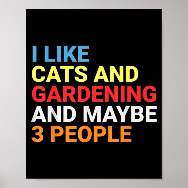 Poster Retro I Like Cats And Gardening Lover Plant Funny  (Frente)