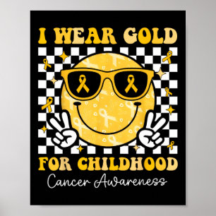 Poster Retro I Veste Dourado Para A Consciência Do Cancer