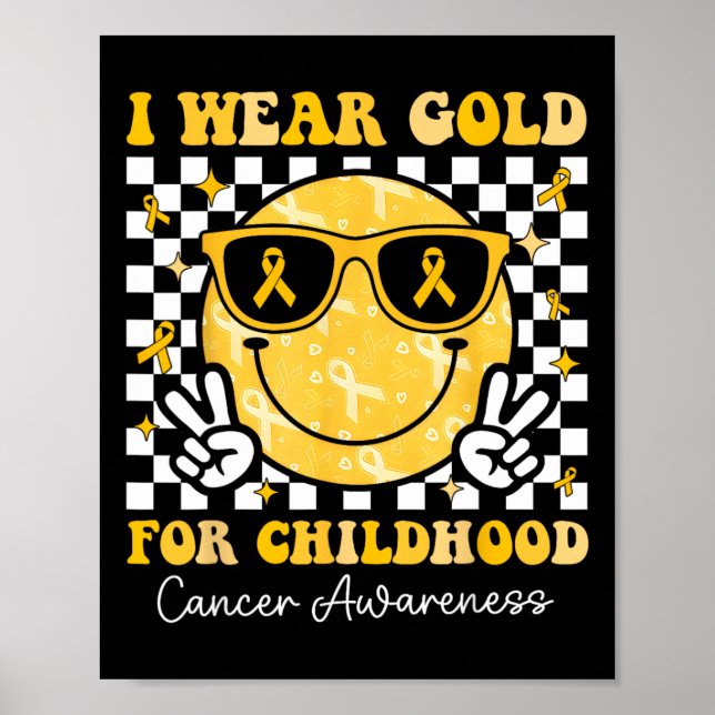 Poster Retro I Veste Dourado Para A Consciência Do Cancer (Frente)